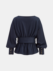 Sweat col bateau peplum ceinture