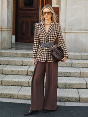Blazer pied-de-poule ceinturé