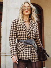 Blazer pied-de-poule ceinturé
