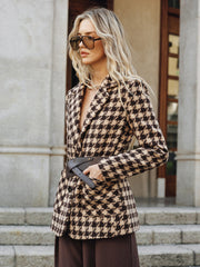 Blazer pied-de-poule ceinturé