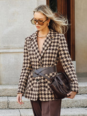 Blazer pied-de-poule ceinturé