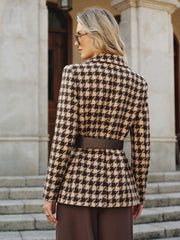 Blazer pied-de-poule ceinturé