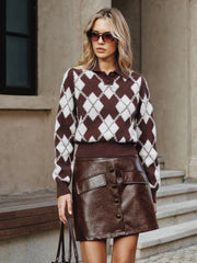 Jupe mini cuir synthétique poche décorative