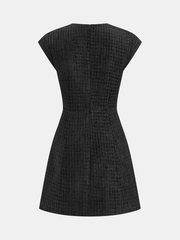 Robe mini sans manches tweed col V