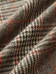 Pantalon à carreaux ceinturé brun, détail du tissu