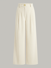 Pantalon ample en velours côtelé ivoire, pièce seule, vue de face