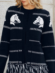 Cardigan à franges motif cheval