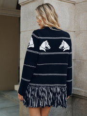 Cardigan à franges motif cheval
