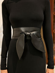 Robe maxi manches longues ceinturée