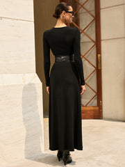 Robe maxi manches longues ceinturée