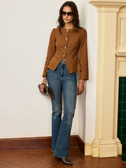 Veste suédine camel à boutons