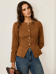 Veste suédine camel à boutons