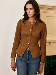 Veste suédine camel à boutons