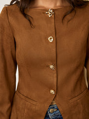 Veste suédine camel à boutons