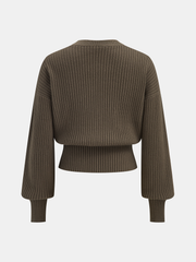 Cardigan côtelé bouton métal