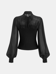 Chemise côtelée semi-transparente manches longues