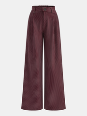 Pantalon rayé à taille asymétrique bordeaux, pièce seule, vue de face
