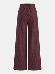Pantalon rayé à taille asymétrique bordeaux, pièce seule, vue de dos