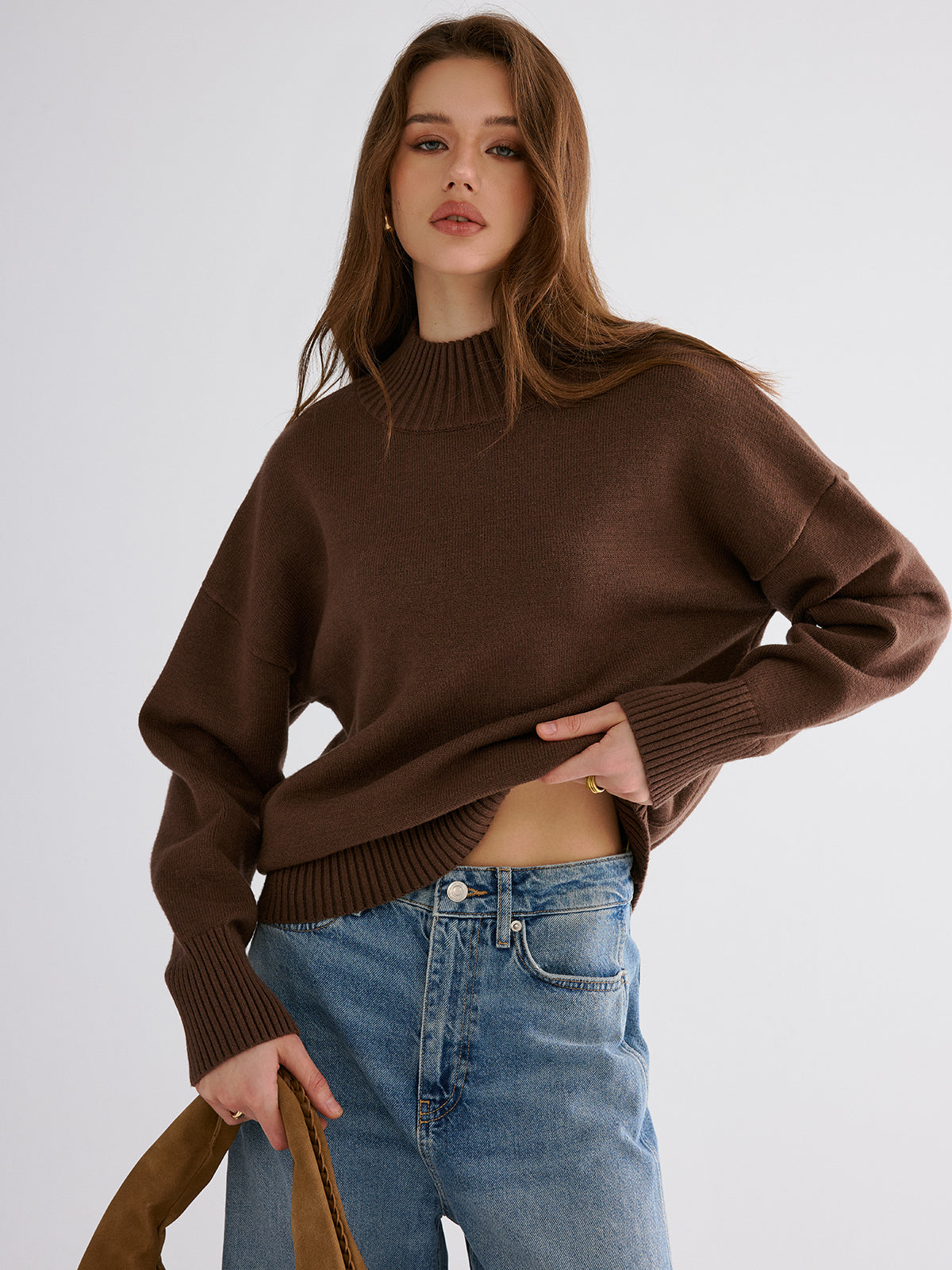 Pull ample épaules tombantes col rond