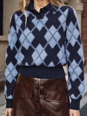 Pull col motif losanges