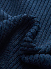 Maille côtelée marine à zip