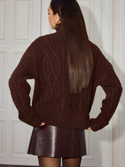 Pull torsadé à col roulé