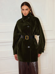 Manteau velours à col montant