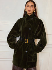 Manteau velours à col montant