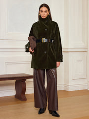 Manteau velours à col montant