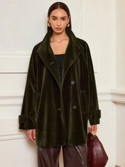 Manteau velours à col montant