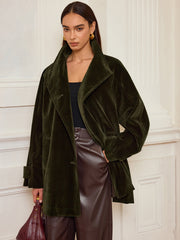 Manteau velours à col montant