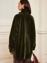 Manteau velours à col montant