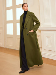 Manteau long croisé à ceinture