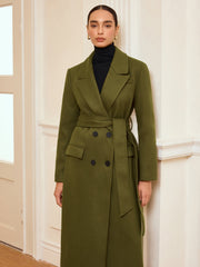 Manteau long croisé à ceinture