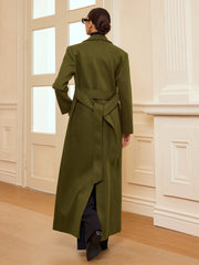 Manteau long croisé à ceinture