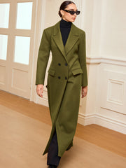 Manteau long croisé à ceinture