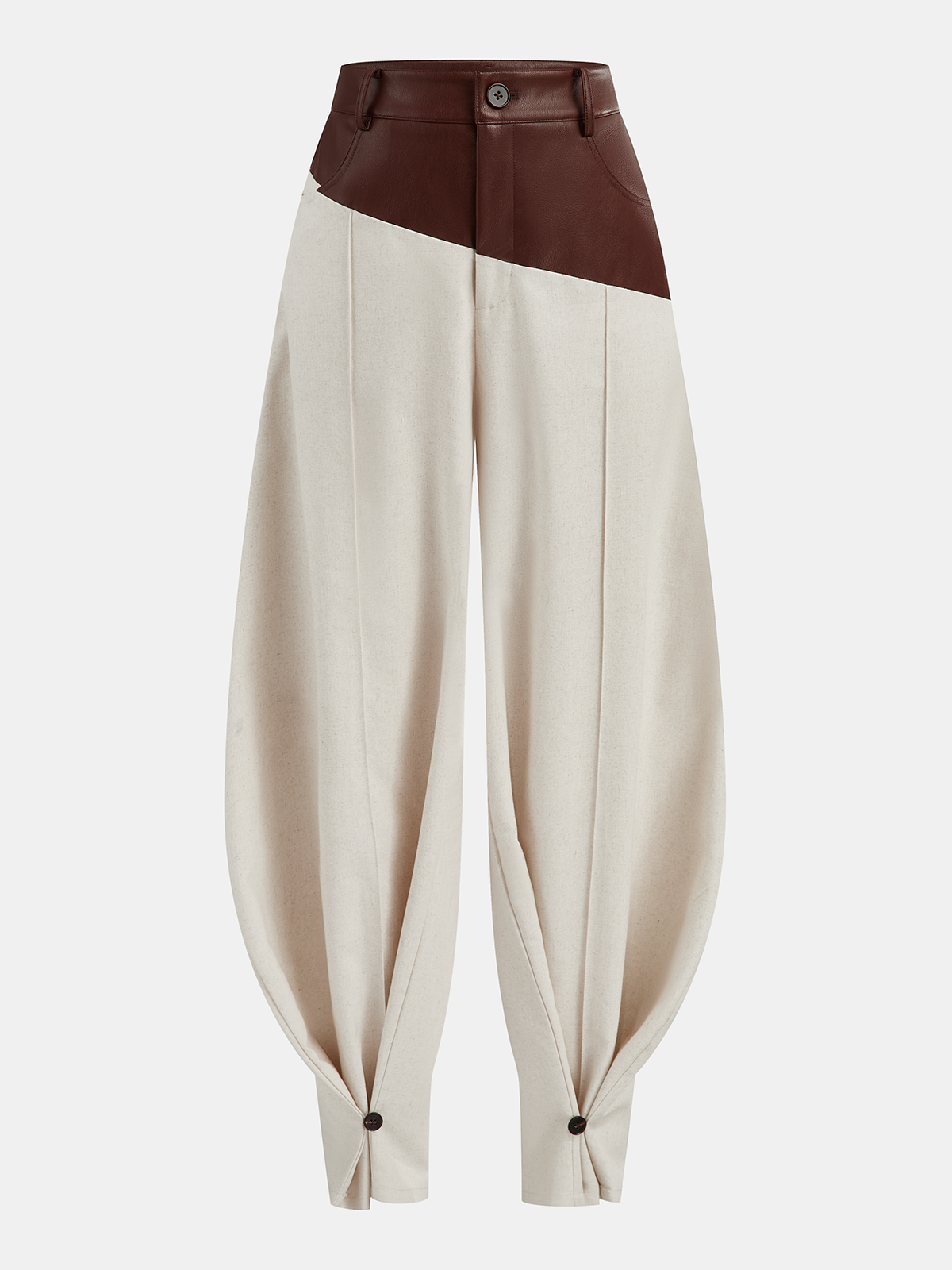 Pantalon ballon à panneau simili ivoire, pièce seule, vue de face