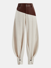 Pantalon ballon à panneau simili ivoire, pièce seule, vue de face