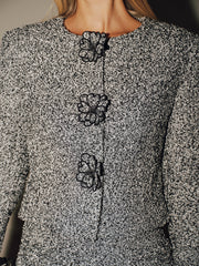 Blazer tweed à fleurs
