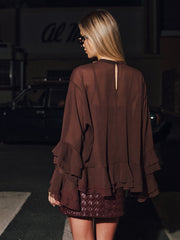 Blouse chiffon volants superposée