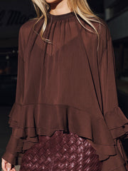 Blouse chiffon volants superposée