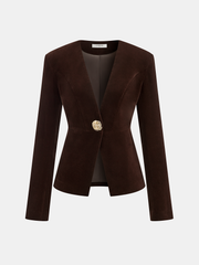 Blazer velours à bouton métal