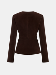 Blazer velours à bouton métal