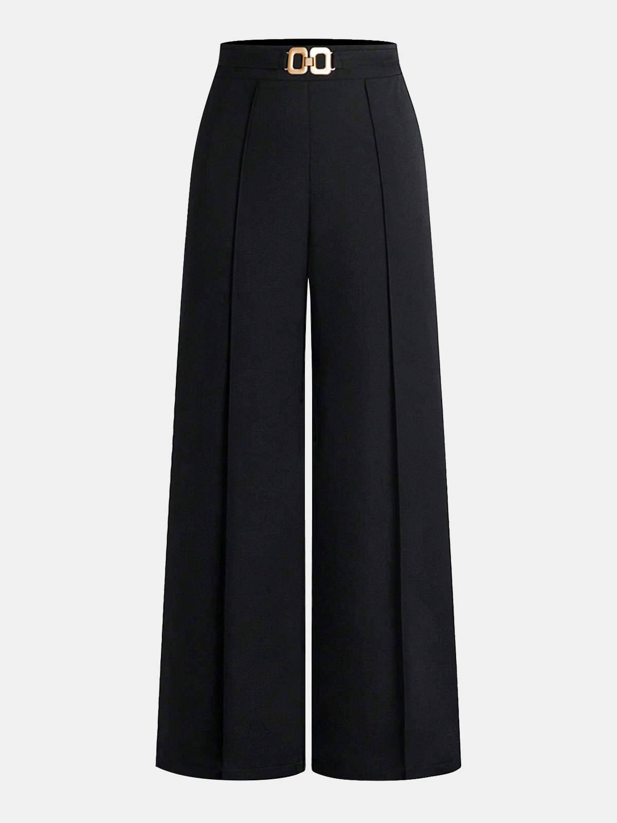 Pantalon ample à boucle métallique noir, pièce seule, vue de face