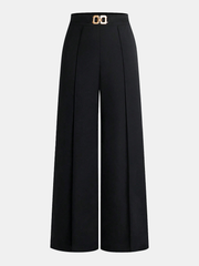 Pantalon ample à boucle métallique noir, pièce seule, vue de face