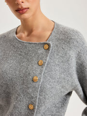 Cardigan asymétrique boutons métal