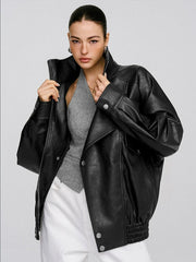 Veste similicuir noire oversize