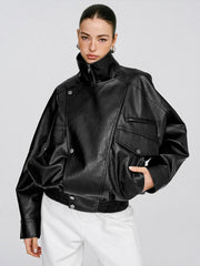 Veste similicuir noire oversize