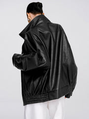 Veste similicuir noire oversize