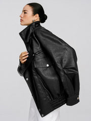 Veste similicuir noire oversize